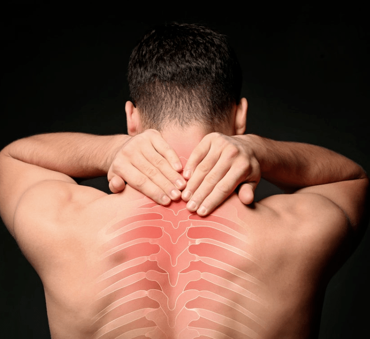 A man is concerned about thoracic spine osteochondrosis